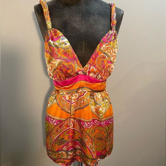 Alice & Trixie Silk Sleeveless Orange/Pink Boho Blouse Size Large - Picture 7 of 7